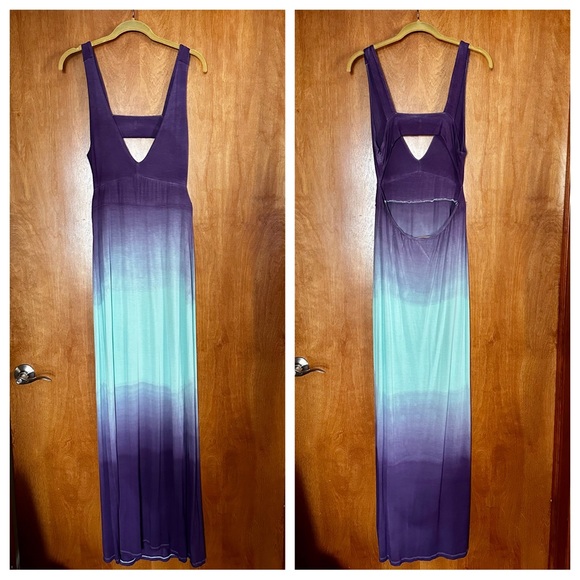 Ombre Maxi Dress w/ Banded Back - Picture 1 of 4